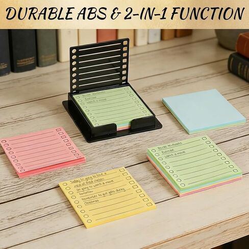 Sticky Note Holder for 3x3 Post It Notes with Stencil and Line Box Drawing Template Office Home Memo Pad Organizer Dispenser (Black 2 PCS) in Saudi Arabia