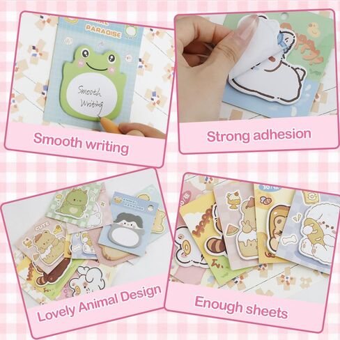 32 وسادة 400 ورقة ملاحظات لاصقة لطيفة، ملاحظات لاصقة على شكل حيوانات كرتونية كاواي، ملاحظات ذاتية اللصق، مجموعة ملاحظات لاصقة صغيرة، هدايا ملاحظات على شكل حيوانات للطلاب، لوازم مكتب المنزل والمدرسة in Kuwait