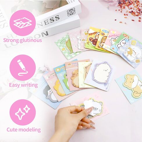 32 وسادة 400 ورقة ملاحظات لاصقة لطيفة، ملاحظات لاصقة على شكل حيوانات كرتونية كاواي، ملاحظات ذاتية اللصق، مجموعة ملاحظات لاصقة صغيرة، هدايا ملاحظات على شكل حيوانات للطلاب، لوازم مكتب المنزل والمدرسة in Kuwait