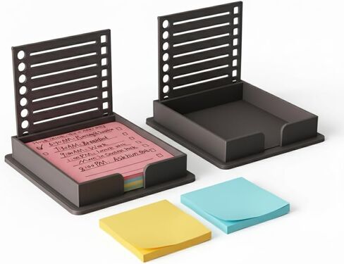 Sticky Note Holder for 3x3 Post It Notes with Stencil and Line Box Drawing Template Office Home Memo Pad Organizer Dispenser (Black 2 PCS) in Saudi Arabia