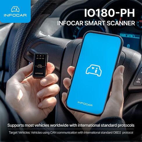 ماسح ضوئي ذكي IO180-PH OBD2 / ELM327 أداة تشخيص المركبات بتقنية البلوتوث / يدعم اللغة الإنجليزية / تطبيق مخصص مجاني / تحديثات مدى الحياة / متوافق مع iOS وAndroid / اتصال سهل داخل التطبيق in Saudi Arabia