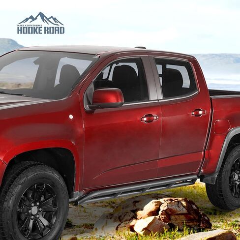 Hooke Road Colorado Rock Sliders Steel Nerf Bars Side Guards Textured Black Compatible with 2015-2026 Chevy Colorado/GMC Canyon Crew Cab Pickup Rocker Guard in Saudi Arabia