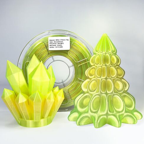 خيوط PLA للطابعة ثلاثية الأبعاد من Zi-Rui، ثلاثية الألوان متغيرة مع درجة الحرارة، أخضر صنوبر إلى برتقالي فاتح إلى أصفر، 1.75 مم (+/- 0.03 مم)، 2.2 رطل (1 كجم) in Kuwait