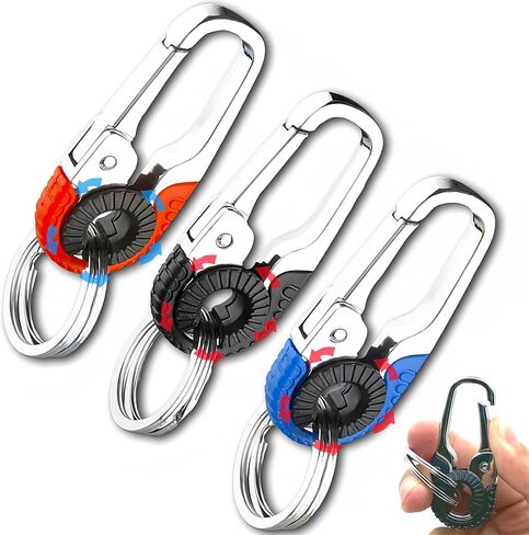 CHRIS GOOD 3pcs Men's Car Key Chain, Personalized Creative Stainless Steel Car Keychain for Men, Anti-Loss Heavy Duty Metal Key Ring in Saudi Arabia