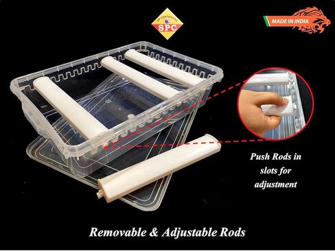 SPC Plastic Adjustable 4 Rod Bangle Box Chudi Set Organizer Jewellery Storage Display Box For Chudi Bracelet Wrist Watch Hair Bands Scrunchies Accessories,Transparent (1),25 X 38 X 9 Cm,25 Centimeters in Saudi Arabia