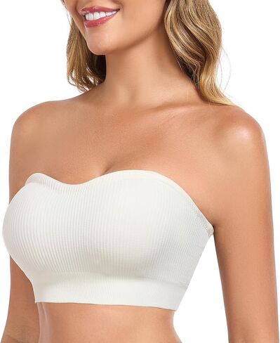 OBICUM Strapless Bras for Women Non-Slip Silicone Push Up Padded Bandeau Bralette Tube Top Bra in Kuwait