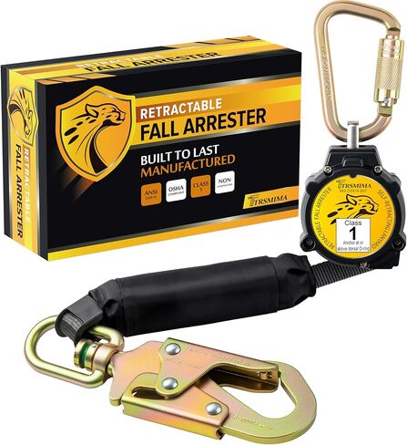 TRSMIMA Fall Protection Retractable Lanyard - 6FT Construction Self-Retracting Lanyard Fall Arrest Safety Roofing Heavy Duty Leading Positioning ANSI OSHA Class B in Saudi Arabia