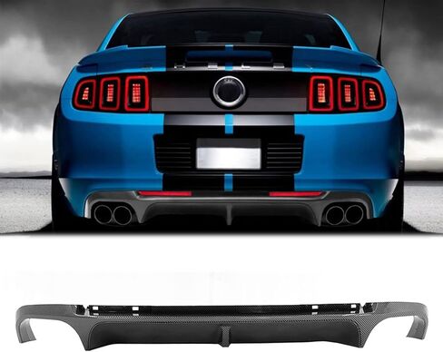 FREEMOTOR802 متوافق مع 2013-2014 Ford Mustang Shelby GT500 شفة الناشر الخلفي، GT500 نمط لمعان أسود PP المصد الخلفي صب الشفة السفلية الناشر ث / V3 نمط زعانف القرش in Saudi Arabia