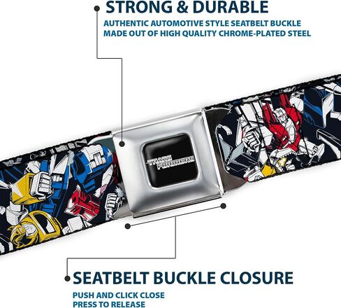 Transformers Belt, Seatbelt Buckle Belt, Transformers Autobot Decepticon Robots and Alt Modes Collage, Adjustable in Saudi Arabia