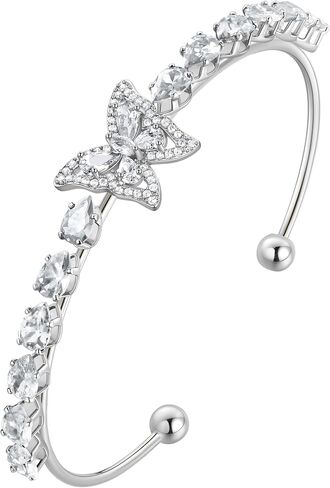 Butterfly Adjustable Bracelet with Colored Zircon Silver/18K Gold Pltaed Open Bangle with Crystal Jewelry CB0012 in Saudi Arabia