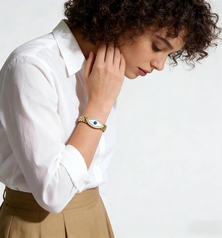 Evil Eye Gold Bracelets Rhinestone Bracelet Protection Bracelet Evil Eye Jewelry Stainless Steel Cuff Bracelet Daily Elegant Gold Women in Kuwait