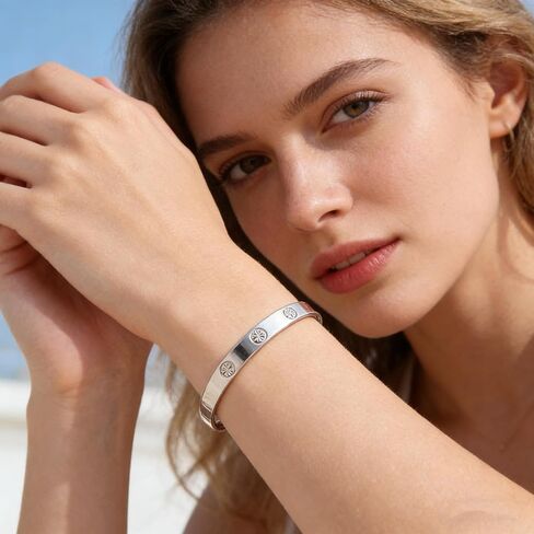Luxury Silver Tone Bangle for Women Hypoallergenic, Tarnish Resistant & Timeless in Saudi Arabia