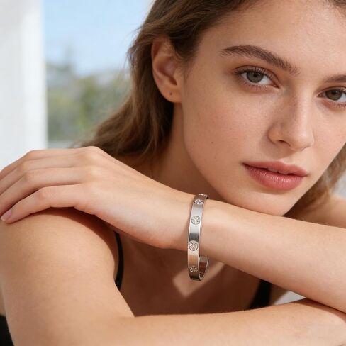 Luxury Silver Tone Bangle for Women Hypoallergenic, Tarnish Resistant & Timeless in Saudi Arabia