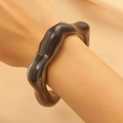 Chunky Acrylic Bracelet for Women,Vintage Irregular Open Bangle Statement Boho Stacking Wide Bracelet Wedding Banquet Exquisite Jewelry in Saudi Arabia