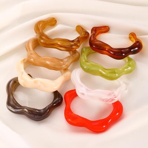 Chunky Acrylic Bracelet for Women,Vintage Irregular Open Bangle Statement Boho Stacking Wide Bracelet Wedding Banquet Exquisite Jewelry in Saudi Arabia
