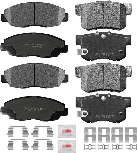 Front and Rear Disc Brake Pads Set Ceramic w/Hardware Replacement for 2002 2003 2004 2005 2006 2007 2008 2009 2010 2011 Hon-da Civic 1998-2002 Accord 2001-2005 El in Kuwait