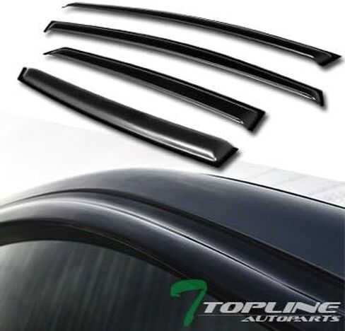 واقي نافذة دخان ذو نمط منحني، واقي ظل لفتحة التهوية، 4 قطع متوافق مع 12-17 فورد فوكس 4 أبواب سيدان/هاتشباك in Kuwait