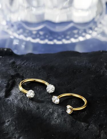 18G 16G 14G Horseshoe Septum Nose Ring Piercing Jewelry Stainless Steel Internal Thread Circular Barbell Daith Rook Earring Snake Bite Lip Ring Piercing Jewelry for Women Silver Black Gold in Saudi Arabia