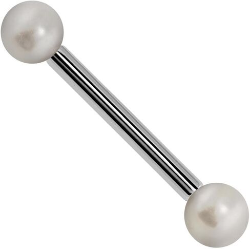 14G 5/8 "لؤلؤ المياه العذبة المستزرعة 14k الذهب الأبيض مستقيم الحديد اللسان الحلمة الدائري in Kuwait