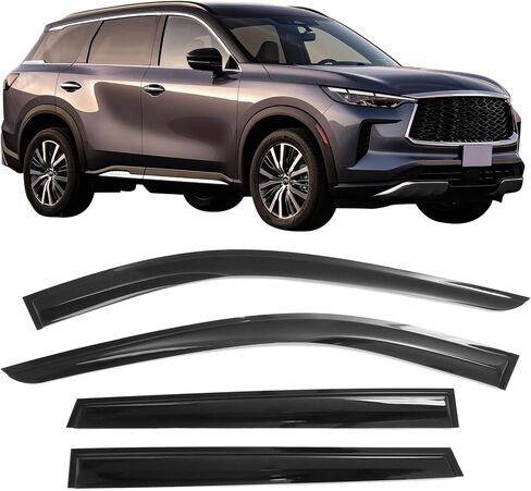 IKON MOTORSPORTS Tape on Window Visors Compatible with 2022-2026 Infiniti QX60, Mugen Style Acrylic Somke Rain Guards, Side Window Wind Deflectors 4PCS in Saudi Arabia