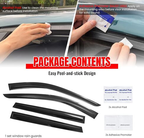 IKON MOTORSPORTS Tape on Window Visors Compatible with 2022-2026 Infiniti QX60, Mugen Style Acrylic Somke Rain Guards, Side Window Wind Deflectors 4PCS in Saudi Arabia