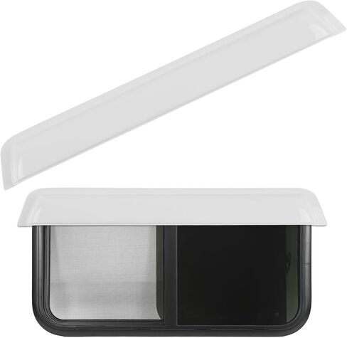 واقي المطر لنافذة RV باللون الأبيض - يناسب نوافذ بعرض 32-37 بوصة (95 سم)، أكريليك ممتاز، شريط 3M، تركيب سهل بدون حفر لـ RV/Camper/Van in Kuwait