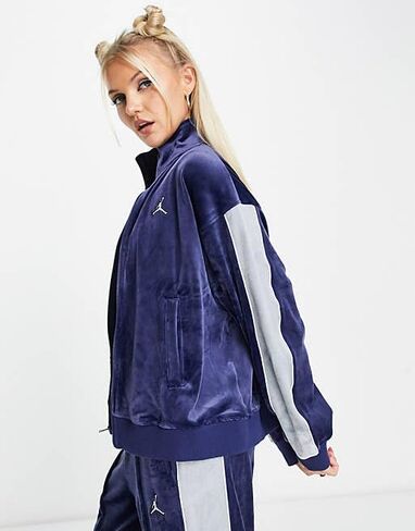 Nike Jordan Flight Women's Velour Jacket, Midnight Navy/Stealth/White, LARGE in Saudi Arabia