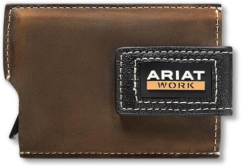 ARIAT Men's Work Utility Magnetic Clip Wallet - Genuine Leather, Brown, RFID Blocking in Saudi Arabia
