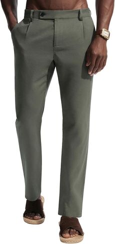 PJ PAUL JONES Mens Casual Linen Pants Elastic Waist Summer Pleated Beach Trousers Lightweight Vacation Pants in Saudi Arabia