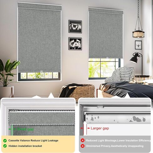 ظلال نافذة دوارة معتمة بنسبة 100% بدون أسلاك، ستائر أبواب قابلة للسحب للأسفل، سهلة التركيب لأعلى ولأسفل للنوافذ، 94 بوصة عرض × 48 بوصة ارتفاع، رمادي in Kuwait