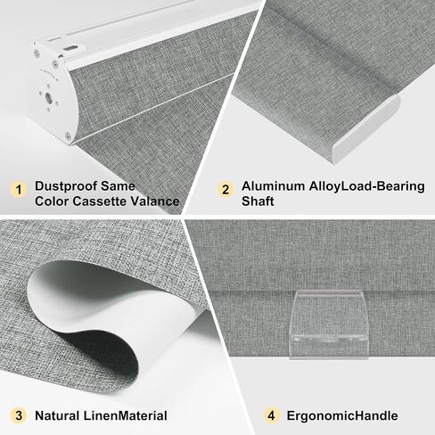 ظلال نافذة دوارة معتمة بنسبة 100% بدون أسلاك، ستائر أبواب قابلة للسحب للأسفل، سهلة التركيب لأعلى ولأسفل للنوافذ، 94 بوصة عرض × 48 بوصة ارتفاع، رمادي in Kuwait