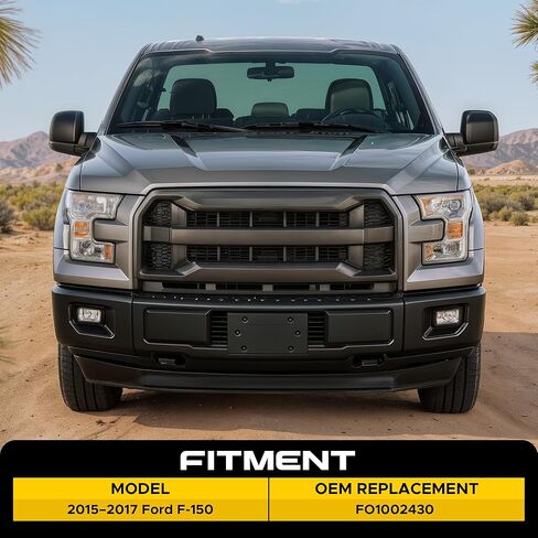 المصد الأمامي VRC متوافق مع 2015 2016 2017 Ford F150 F-150 15-17 بيك اب شاحنة مصد فولاذي أسود مع فتحات ضوء الضباب، FO1002424، مصدات شديدة التحمل من قطعة واحدة (أسود، مع فتحات ضوء الضباب) in Saudi Arabia