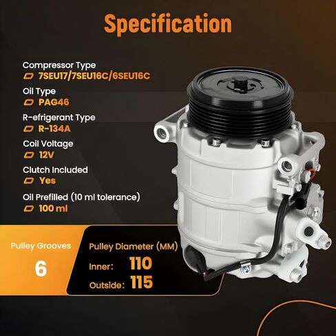ضاغط تيار متردد maxpeedingrods CO11245C مع قابض لسيارة Mercedes-Benz C230 C300 E350 ML350، متوافق مع C250 C280 C320 CLK350 E550 ML500 CLS550، 2.3L 2.5L 3.0L 3.2L 3.5L 5.0L 5.5L، استبدال 2001-2013 in Saudi Arabia
