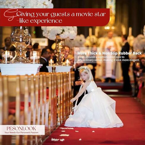 عداء السجاد الأحمر للحفلات 3 × 10 أقدام، ظهر مطاطي سميك للغاية غير قابل للانزلاق، سجادة عداء الممر الأحمر للخطوات، سجادة اللباد للحفلات الراقصة، زينة حفل الزفاف، مناسبة للاستخدام على المدى الطويل - 3 × 10 قدم in Kuwait