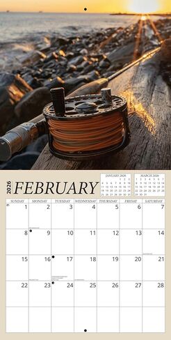 Fishing Calendar 2026 - Fly Fishing Outdoors 2026 Wall Calendar, Includes 100+ Reminder Stickers | 12" x 24" Open | Giftable | Made in The USA in Kuwait