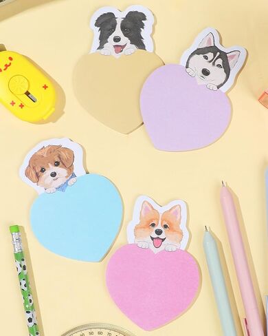 16 وسادة ملاحظات لاصقة للكلاب، لوحات مذكرة لاصقة على شكل حيوان Kawaii، مفكرة ذاتية اللصق مقاس 3.8 × 2.7 بوصة، 480 ورقة لمحبي الكلاب، لوازم المدرسة والمكتب المنزلي (الكلب) in Kuwait