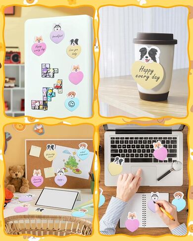 16 وسادة ملاحظات لاصقة للكلاب، لوحات مذكرة لاصقة على شكل حيوان Kawaii، مفكرة ذاتية اللصق مقاس 3.8 × 2.7 بوصة، 480 ورقة لمحبي الكلاب، لوازم المدرسة والمكتب المنزلي (الكلب) in Kuwait