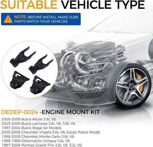 طقم تثبيت محرك المحرك من PAROD مناسب لـ 05-09 Buick Allure، LaCrosse، 97-04 Regal، 00-05 Chevy Impala، 98-05 Monte Carlo، 98-1999 Oldsmobile Intrigue، 1997-2008 Pontiac Grand Prix Replace#A5309x2 A2866x2 in Saudi Arabia