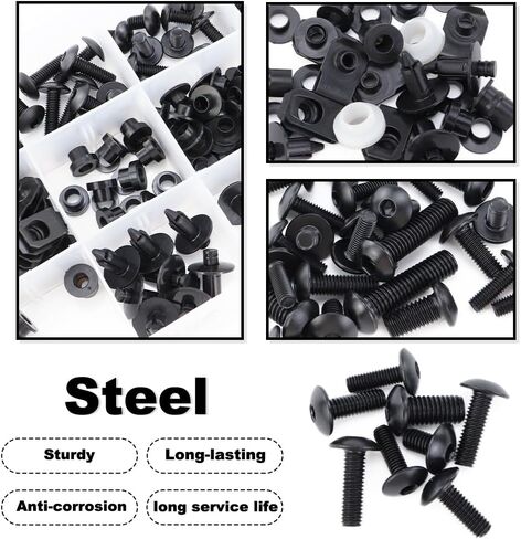 Complete Fairing Kit Bolts Set Fit for GSX1300R Hayabusa 1999-2007 Hayabusa GSX-1300R Full Sets Cowling Screws Mounting Kits Fairing Bolt Washer Nut Cowling Screw (Black) in Kuwait