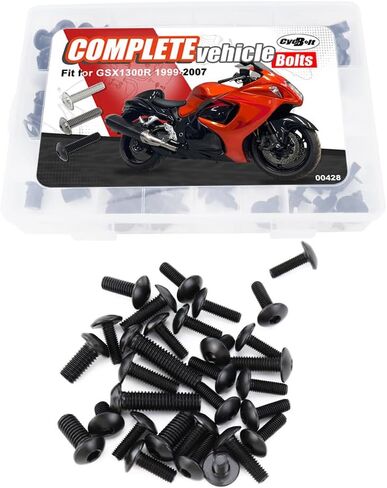 Complete Fairing Kit Bolts Set Fit for GSX1300R Hayabusa 1999-2007 Hayabusa GSX-1300R Full Sets Cowling Screws Mounting Kits Fairing Bolt Washer Nut Cowling Screw (Black) in Kuwait