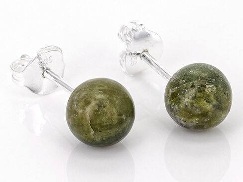 JTV Connemara Marble Stud Earrings Sterling Silver – 7mm Round Green Irish Marble Studs – Genuine Ireland-Made Celtic Jewelry Gift for Women in Saudi Arabia