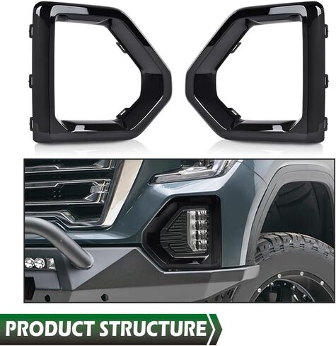 GRAND ORANGE Front Fog Light Outer Bezel Cover Set Left&Right Compatible with GMC Sierra 2019-2021 Denali SLT AT4 (NOT fit SLE, Base or Elevation Models) 84176753, 84176752 Glossy Black in Saudi Arabia