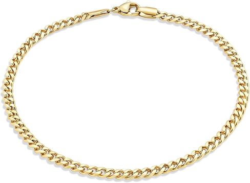 Fiusem Silver Tone/Gold Anklet for Women, 3.5mm Stainless Steel Cuban link Chain Anklets for Women, Women's Anklets 9"/10"/11" in Kuwait