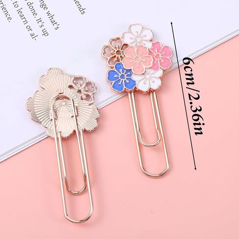 7Pcs Cherry Blossoms Decorative Paper Clips, Fancy Flowers Paper Clips Cute Metal Paperclip Bookmark for Teacher Office Desk Stationery Accessories in Saudi Arabia