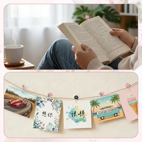 7Pcs Cherry Blossoms Decorative Paper Clips, Fancy Flowers Paper Clips Cute Metal Paperclip Bookmark for Teacher Office Desk Stationery Accessories in Saudi Arabia