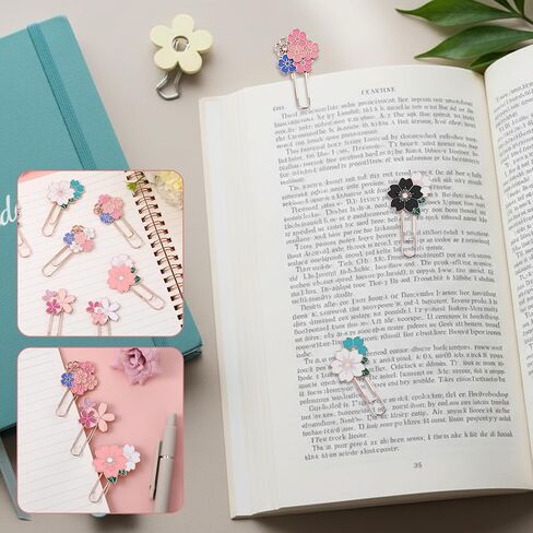 7Pcs Cherry Blossoms Decorative Paper Clips, Fancy Flowers Paper Clips Cute Metal Paperclip Bookmark for Teacher Office Desk Stationery Accessories in Saudi Arabia