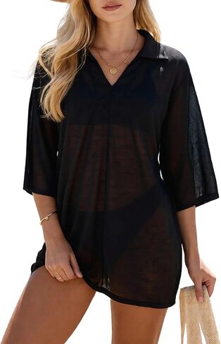 Spicy Sandia Women's Semi-Sheer Beach Cover Up Dress Quick-Dry Swimsuit Coverups Resort Wear Modest Vacation Outfits in Kuwait