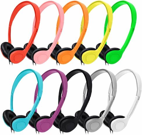 Maeline Classroom Headphones Bulk 10 Pack – 3.5mm Wired School & Office Headphones No Microphone, Student Headphones for Testing, Training, Library, Hotel, Healthcare Use – Black in Saudi Arabia