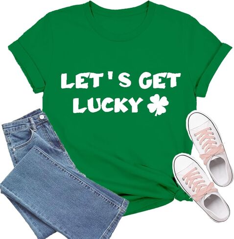 تي شيرت نسائي ليوم القديس باتريك شامروك لاكي تي شيرت كاجوال بأكمام قصيرة للمهرجانات in Kuwait