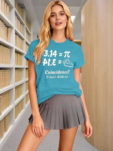 Pi Shirts for Women: Pi Day Math Teacher T-Shirt Celebrate National Pi Day Tshirt Pie 3.14 Funny Print Short Sleeve Top in Saudi Arabia